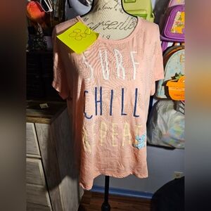 ❤️5 For 25😍 Disney Stitch Pink Top Size Xlarge (16-18) Surf Chill Repeat.